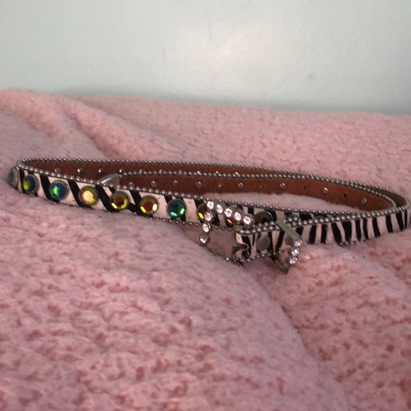 Briella Zebra Print Bling Belt - Picture 1 of 6